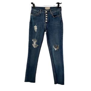 Free People Distressed Raw Hem Jeans Button Fly Size 28